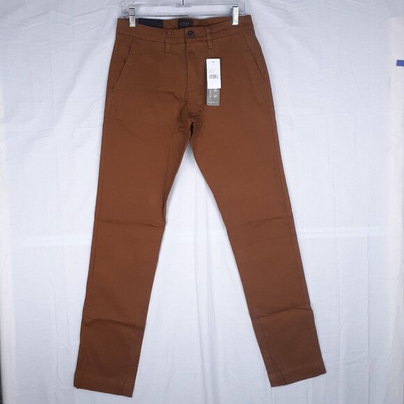 JACHS NEW YORK Pants Straight Fit Chino Mid Rise Mens Copper Brown Casual - Picture 2 of 12